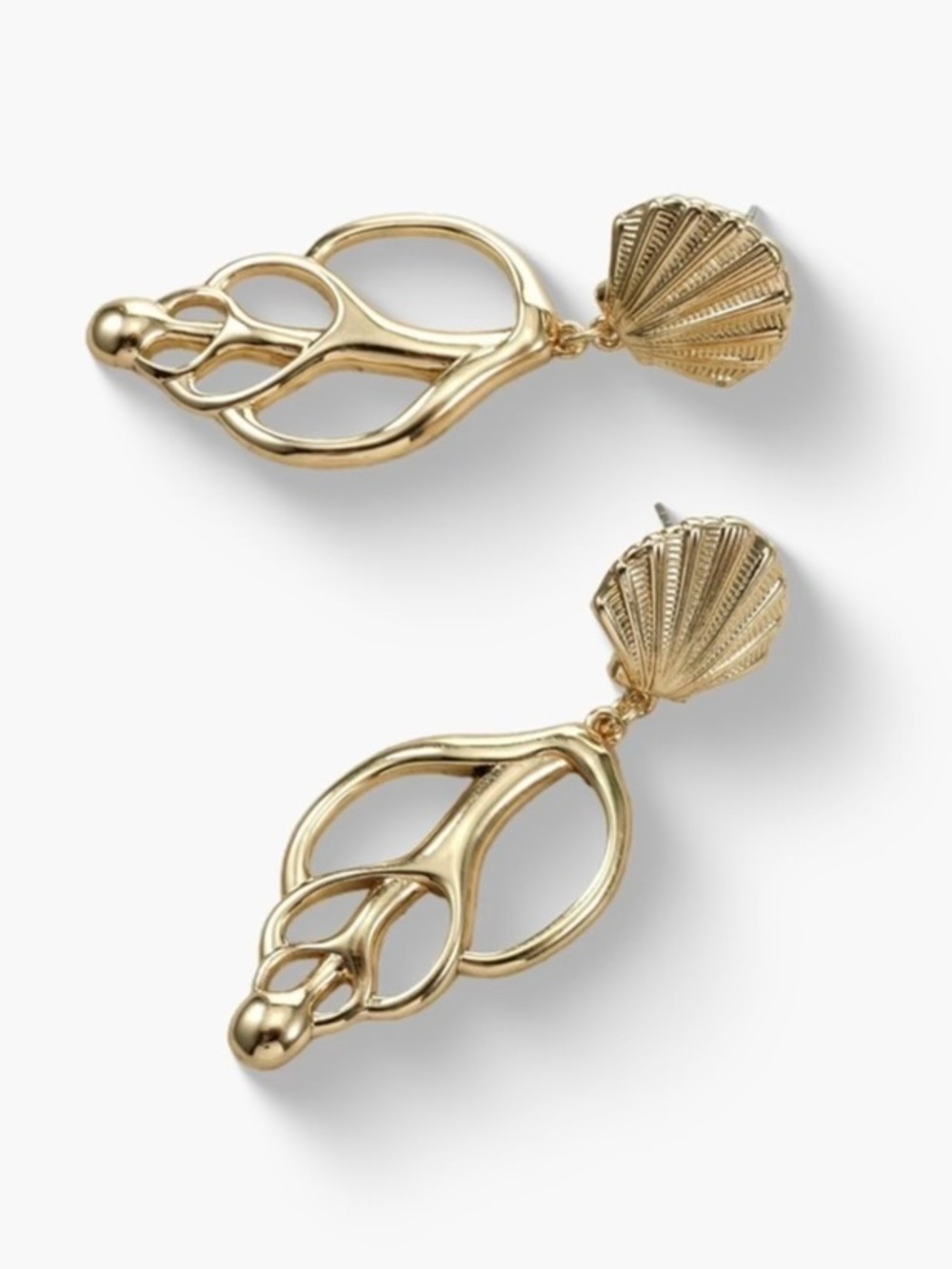 Gold Seashell Drop Statement Earrings